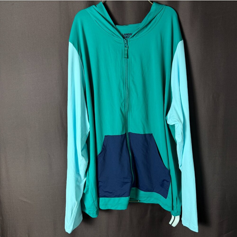 Lands'‎ End Women's 2X SunShade Long Sleeve Hooded Full Zip Rash Guard